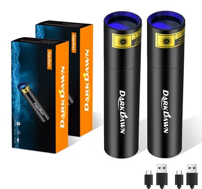 UV-Taschenlampe 365 nm Schwarzlicht, 2er-Pack, wiederaufladbar, Mini