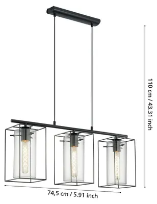 Produktbild von EGLO Loncino, Flexible Halterung, Schwarz, Transparent, Stahl, Glas, Rechteckig