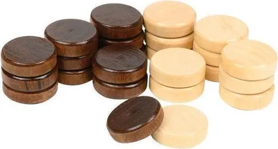 Produktbild von Spielsteine aus Holz für Backgammon, 28mm, natur & braun