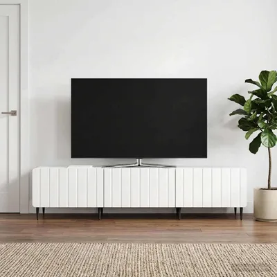 Produktbild von vidaXL TV-Schränk Hochglanz Weiß 147 x 34,5 x 32 cm Holzwerkstoff