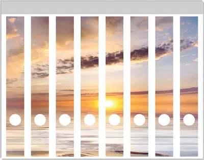 Produktbild von Wallario Ordnerrücken Sticker, selbstklebend für schmale Ordner, 8 Stück, Motiv Sonnenuntergang über dem Wasser