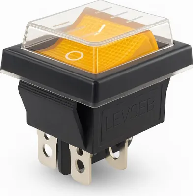 Produktbild von Wippschalter gelb mit Wasserdichte Abdeckung (4 Pin) EIN-AUS 250V 16A beleuchtet