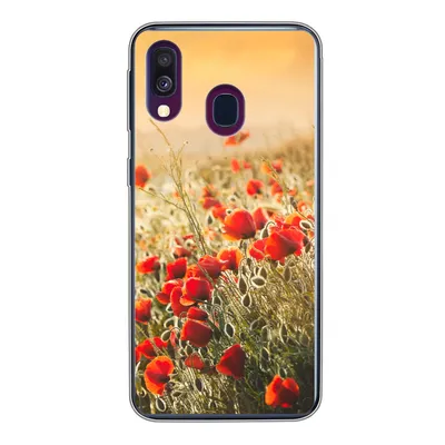 Produktbild von MuchoWow® Handyhülle Schutzhülle Hülle für Samsung Galaxy A40 Sonnenstrahlen über einem Mohnblumenstrauß Silikon Softcase Handy Hülle - Handy-Tasche