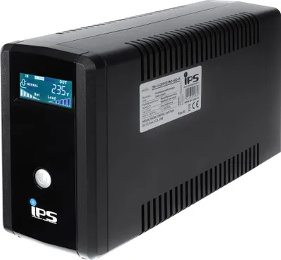 Imagen del producto de UPS (Sistema de Alimentación Ininterrumpida) de 600VA/360W, modelo de onda sinusoidal, con pantalla LCD, puerto USB y enchufes Schuko