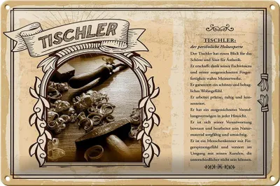 Produktbild von Blechschild Berufe Tischler Holzexpert Menschenkenner 30x20cm