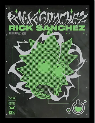 Produktbild von Rick And Morty - bedruckt "90S Rave Rickvival Rick", Papier PM8841 (40 cm x 30 cm) (Schwarz/Grün/Weiß)