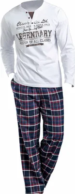 Produktbild von H.I.S. Pyjama 2 -teilig weiß-marine-kariert Größe 44/46