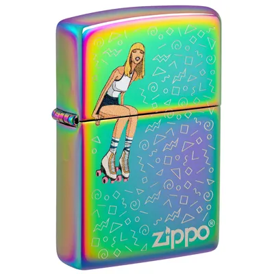 Produktbild von Zippo Sturmfeuerzeug - Roller Skate Girl Design Mehrfarbig - Nachfüllbar für lebenslange Verwendung - Geschenkbox - Metallgehäuse -  USA