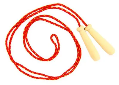 Produktbild von Rotes Springseil mit Holzgriffen für Kinder