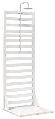 Image de Douche d'extérieur vidaXL 225 cm en bois massif de pin et acier inoxydable blanc