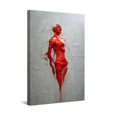 Obrázek produktu pro Startonight Obrázky Červená Žena ve zdi - Obrazy na plátně Moderní umění - Abstraktní Obrazy na zeď XXL 80 x 120 cm, Obraz Den Noc