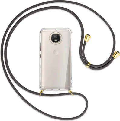 Produktbild von Handykette Backcover-Schutzhülle mit Band (Metall goldfarben) für Motorola Moto G5S - dunkelgrau