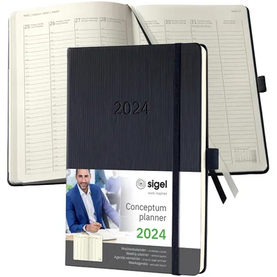 Immagine prodotto di sigel Book Calendar Conceptum 2024 circa DIN A5 nero calendario settimanale