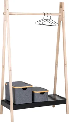 Produktbild von Kleiderständer >Torino< in Natur / Schwarz, MDF - 94,5x170x39cm (BxHxT)