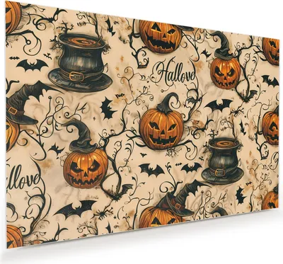 Produktbild von Glasbild 90x60cm in XXL für Wohnzimmer, Schlafzimmer Motiv Halloween Kürbisse