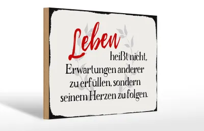 Produktbild von Holzschild Spruch 30x20cm Leben Erwartungen Herz Schild