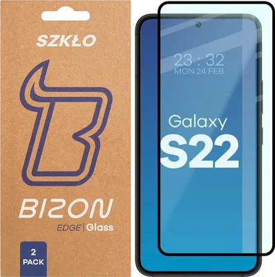 Produktbild von 2x Gehärtetes Glas für Galaxy S22, Bizon Glass Edge Duo, Schwarzer Rahmen