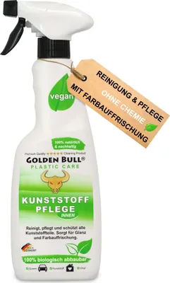 Produktbild von Golden Bull® Kunststoffpflege 500ml - Natürliche Kunststoff Pflege und Cockpit Reiniger für Auto Innenraum - Autopflege Innen mit Farbauffrischung