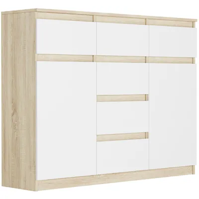 Obrázok produktu pre Komoda 120 cm, 6 zásuviek, 2 dvierka, skrinka FRAMIRE S-62D, mix sonoma