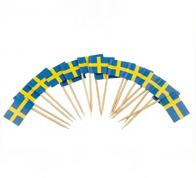 Cocktailspieße mit Schweden-Flagge, 120 Stück, Bambus