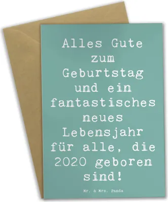 Produktbild von Mr. & Mrs. Panda babykarte Spruch 2020 Geburtstag Glückwünsche - Meeresbrise - Geschenk, weihnachtskarten, besonderes Jahr, Happy Birthday, Grußkarte, Geburtstagsgeschenk