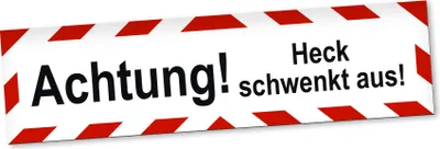Produktbild von PantherPixel Achtung Heck Schwenkt Aus Magnetschild Auto Warnhinweis Magnetfolie Geschenkidee 60 x 16 cm STANDARDFARBFOLIEN