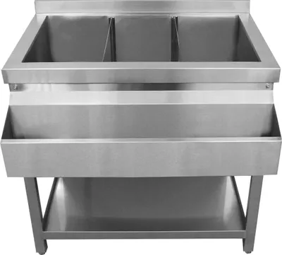 Image de Station à cocktails KuKoo Gastro en acier inoxydable, comptoir de bar avec bac à glaçons, 85 cm (H) x 55 cm (L) x 85 cm (l)
