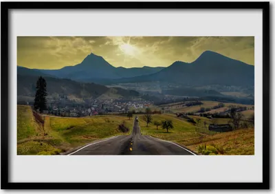 Produktbild von Bild 100x70 MDF-Rahmen Wandkunst Mountain Road Landschaft
