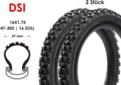 Produktbild von 2 Stück 16 Zoll Fahrrad Reifen 16x1.75 MTB Mountain Bike Kinderrad 47-305