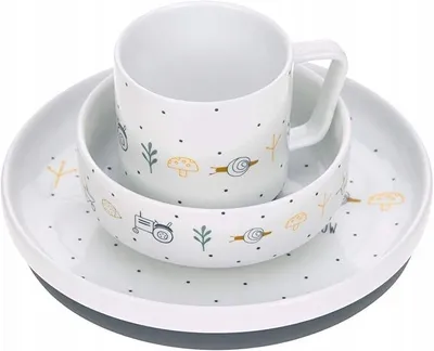Produktbild von Kindergeschirr Set Porzellan Tiermotiv 3-teilig
