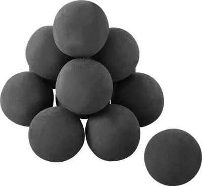 Obrázok produktu pre 12 ks čiernych keramických kamienkov 10,2 cm - Dekoračné kamene do krbu - Dekorácie do obývačky