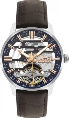 Produktbild von Herrenuhr SLAZENGER SL.09.2268.1.04 in Marineblau mit modischem Skelett-Design.