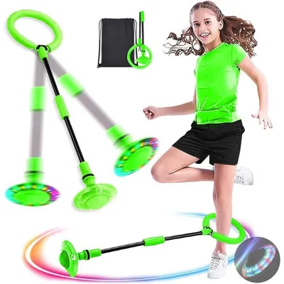 Productafbeelding van Verstelbare springring met lichtgevend wiel, groen, opvouwbaar, 62 cm