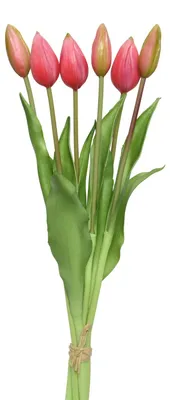 Tulpenbund mit 6 Blüten - Kunstblumen - H: 40cm - rosa