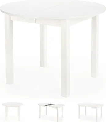 Produktbild von Runder Ausziehbarer Tisch für Esszimmer - 102-142 cm Durchmesser - Weiß - Für 4–6 Personen - Küchentisch