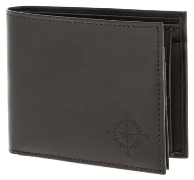 Zdjęcie produktu dla oxmox skórzany portfel Skórzany portfel na ramię RFID Protect Windrose 2.0 Embossed Brown ciemnobrązowy
