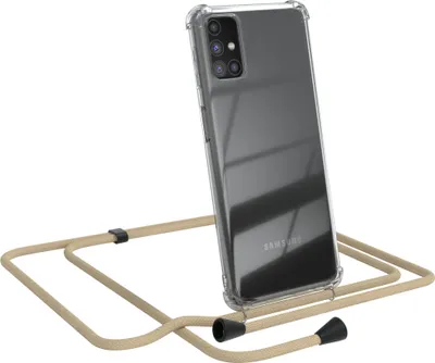Produktbild von EAZY CASE Handykette kompatibel mit Samsung Galaxy M31s, Handyhülle mit Umhängeband, Handykordel, Schutzhülle Clear, Band in Blau