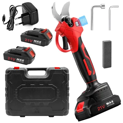 Immagine prodotto di Cesoie da giardino a batteria, cesoie da giardino elettriche, diametro di taglio 32 mm, display digitale avanzato, con 2 batterie ricaricabili, cesoie da giardino 21 V, cesoie da potatura