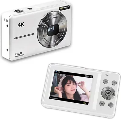 Produktbild von digitální kamera 4K/30FPS, 64MP digitální videokamera, 2,88palcový displej, 18x digitální zoom, vestavěná baterie s 32GB kartou TF, dárek k narozeninám a Vánocům pro teenagery, studenty, přátele