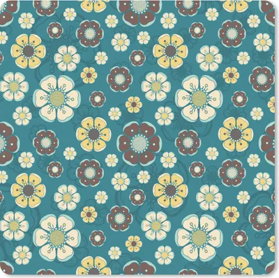 Produktbild von MuchoWow® Mauspad Mousepad Retro - Blumen - Muster - Blau 30x30 cm - Mousepads - Maus Mat - Pad - Mausunterlage - Gaming