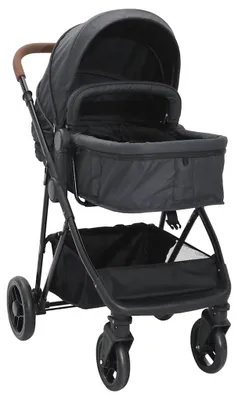 Image de Poussette - Landau - Poussette pour bébé - Poussette 2-en-1 anthracite - Structure en acier robuste