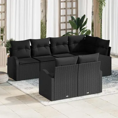 Image de Maison Exclusive - Ensemble de canapé de jardin Noir polyrotin