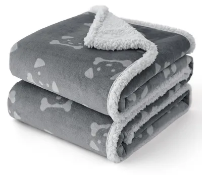 Produktbild von Hundedecke wasserdicht 203x152cm waschbar Sofaschutz Sherpa Fleece Grau