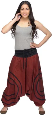 Produktbild von Haremshose "Cercles" - Pumphose - Aladinhose - Pluderhose - Freizeithose - für Damen, rot/schwarz S/M