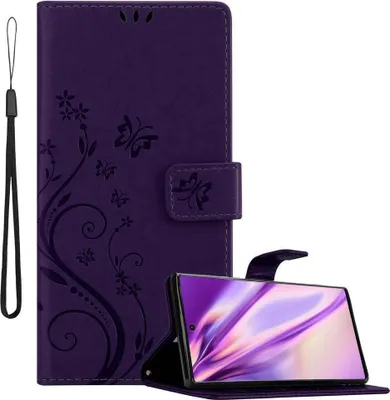 Obrázek produktu pro Cadorabo pouzdro pro Samsung Galaxy NOTE 10 Protective Cover in Purple Ochranný kryt pouzdro na mobilní telefon Flowers Flower