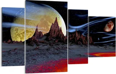 Produktbild von Bild auf Leinwand - Leinwandbild - Planeten Mond Universum - 120x70cm - Wand Bild - Wanddeko - Leinwanddruck - Bilder - Kunstdruck - Wanddekoration - Leinwand bilder - Wandkunst - DL120x70-2346
