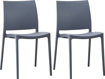 Produktbild von CLP 2er Set Gartenstühl Meton mit Lehne stapelbar wetterfest UV-beständig bis 150 kg grau