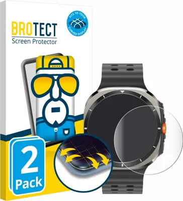 Produktbild von 2x BROTECT Fullscreen Schutzfolie für Samsung Galaxy Watch Ultra / Ultra 2 (47 mm) Displayschutz Folie Fullcover Klar Transparent