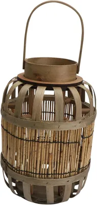 Imagen del producto de Linterna de madera trenzada de estilo retro, ideal para decoración y jardín