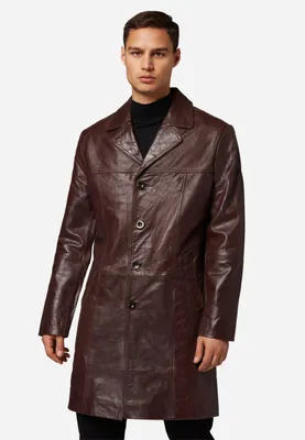 Produktbild von Herren Ledermantel Kurzmantel Gehrock Ricano SAFARI – braun / L